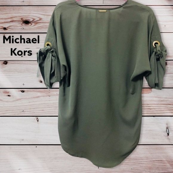 Michael Kors Drape-front Tie Sleeve Blouse - Picture 2 of 13